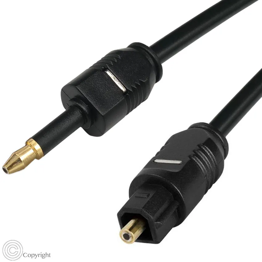 EMK Mini Toslink to Mini Toslink SPDIF optical audio cable in black with gold-plated connectors