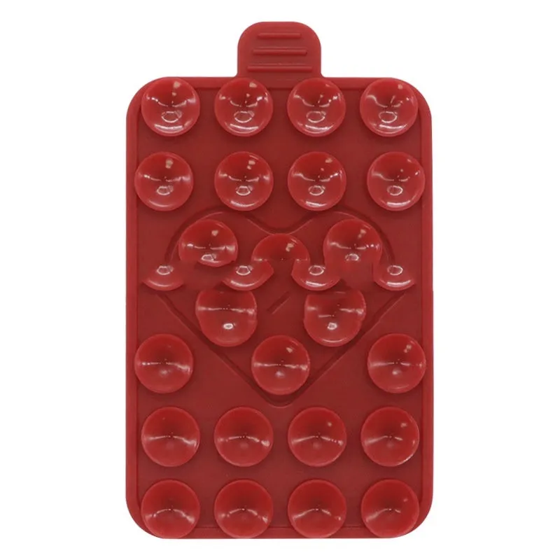 Double sided silicone suction cup phone case holder in gray white, showing hot pressed construction for universal fit on smooth surfaces