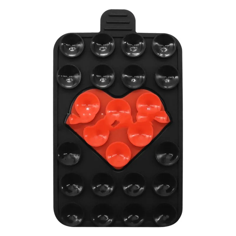 Double sided silicone suction cup phone case holder in gray white, showing hot pressed construction for universal fit on smooth surfaces