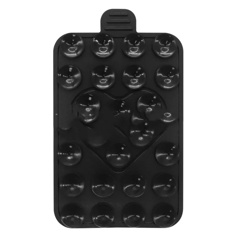 Double sided silicone suction cup phone case holder in gray white, showing hot pressed construction for universal fit on smooth surfaces