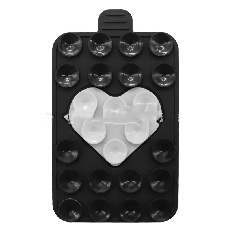 Double sided silicone suction cup phone case holder in gray white, showing hot pressed construction for universal fit on smooth surfaces