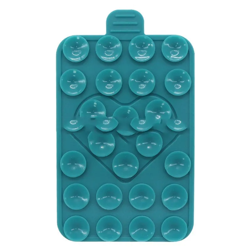 Double sided silicone suction cup phone case holder in gray white, showing hot pressed construction for universal fit on smooth surfaces