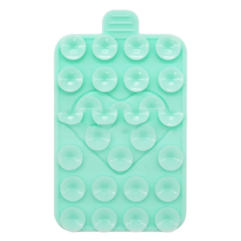 Double sided silicone suction cup phone case holder in gray white, showing hot pressed construction for universal fit on smooth surfaces