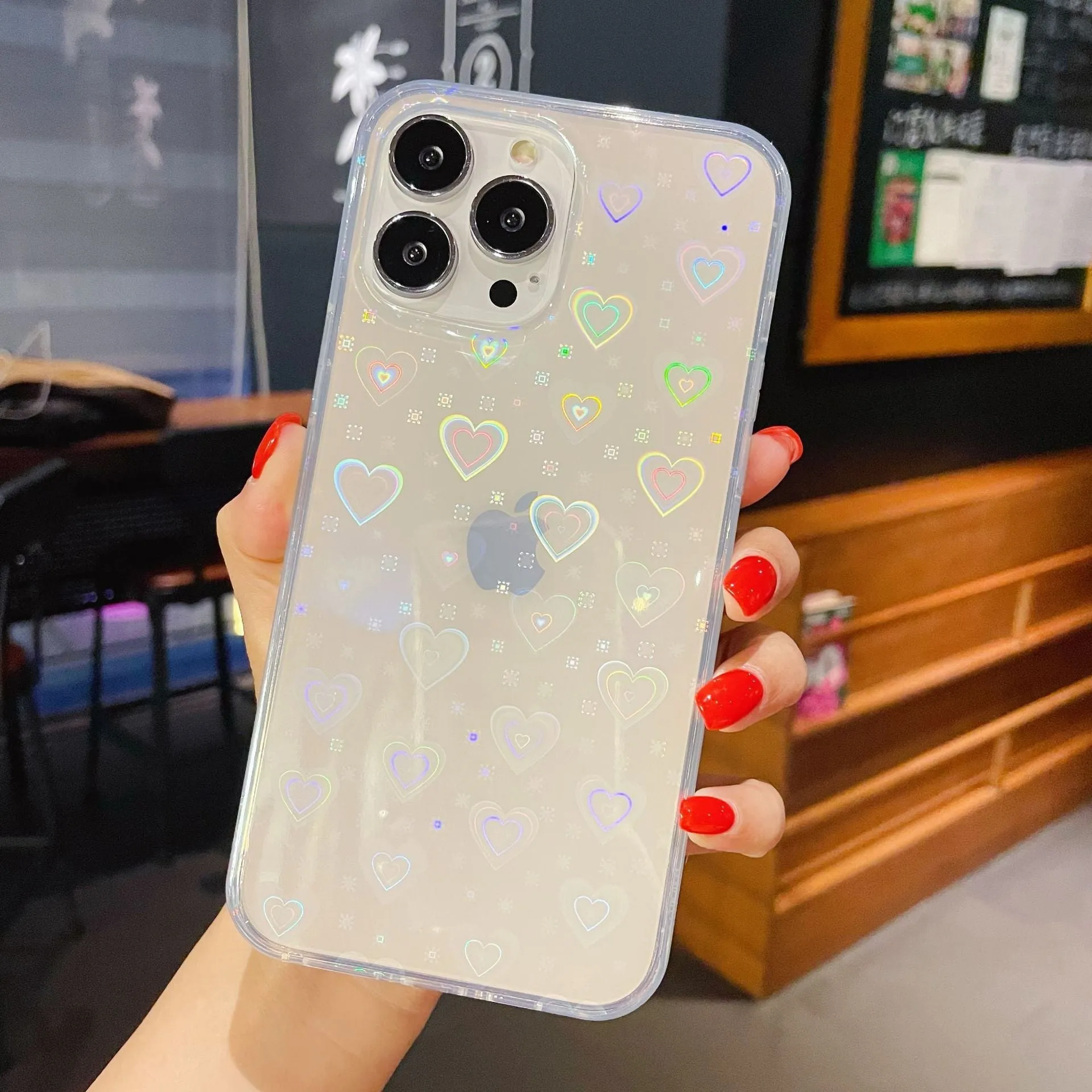 Laser gradient phone case with aurora effect for iPhone 13 in butterfly colour option