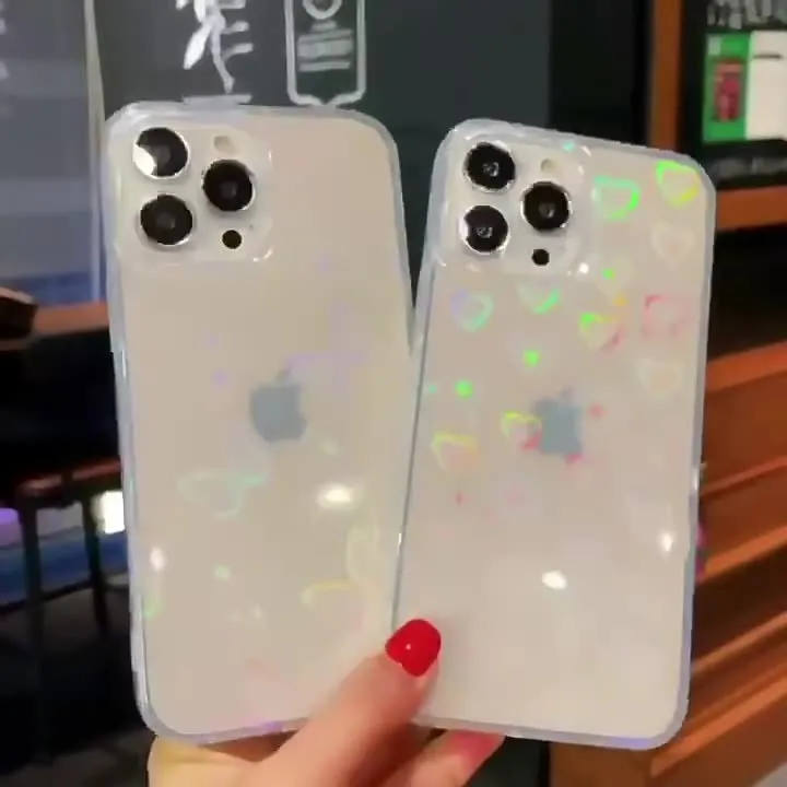 Laser gradient phone case with aurora effect for iPhone 13 in butterfly colour option