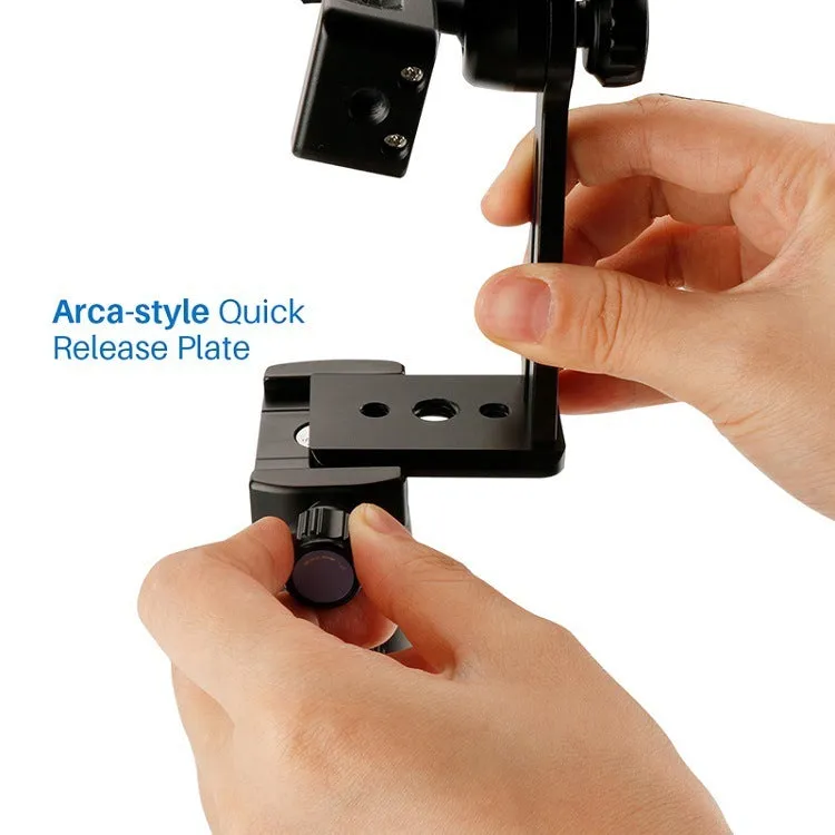 360 degree rotating aluminium alloy phone holder with adjustable clip 60-95mm in black on a desk