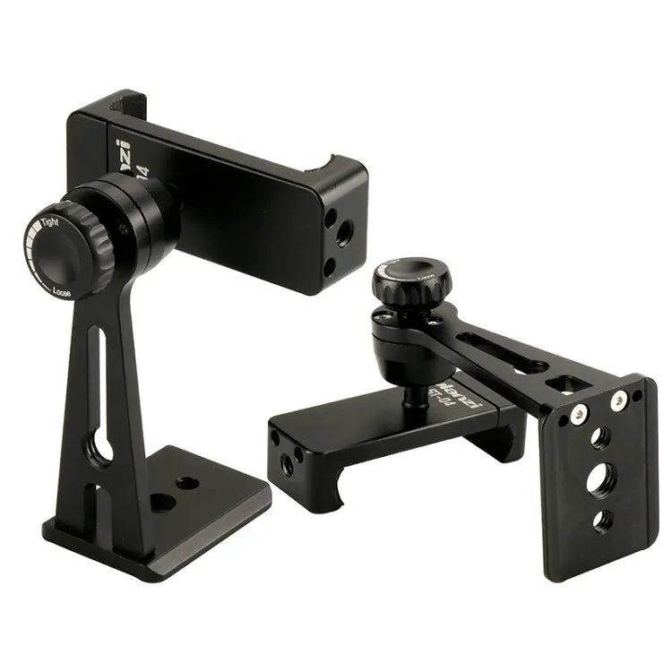 360 degree rotating aluminium alloy phone holder with adjustable clip 60-95mm in black on a desk
