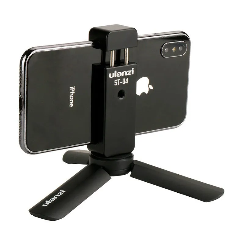 360 degree rotating aluminium alloy phone holder with adjustable clip 60-95mm in black on a desk