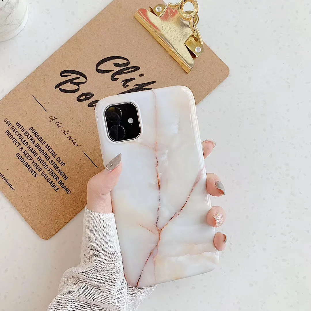 Frosty marble silicone phone case back cover with geometric pattern for iPhone models, available in multiple colours