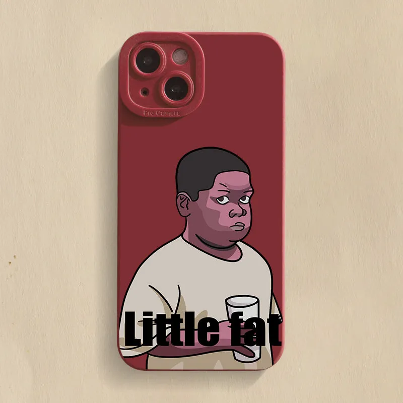 Funny Fat Man silicone phone case for iPhone with creative spoof design in wine red