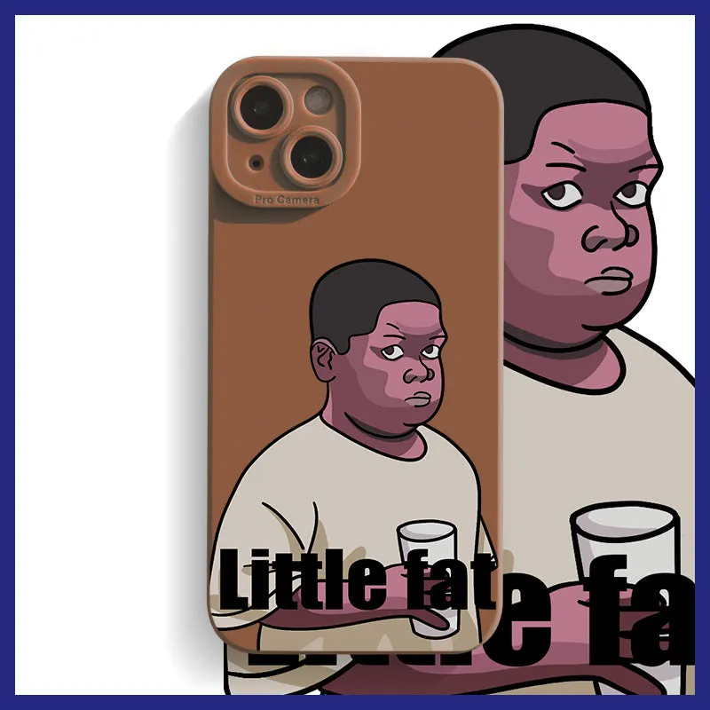Funny Fat Man silicone phone case for iPhone with creative spoof design in wine red