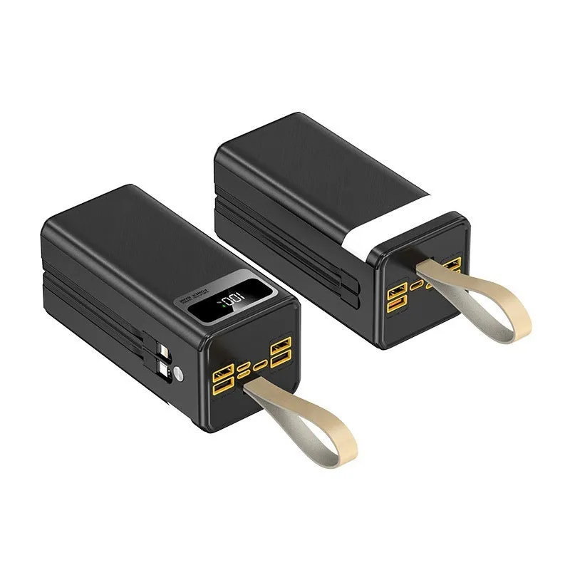 Super fast charge large capacity power bank in Samurai Black with plastic shell and cable
