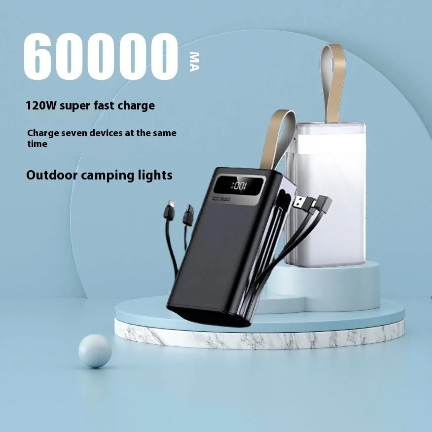 Super fast charge large capacity power bank in Samurai Black with plastic shell and cable