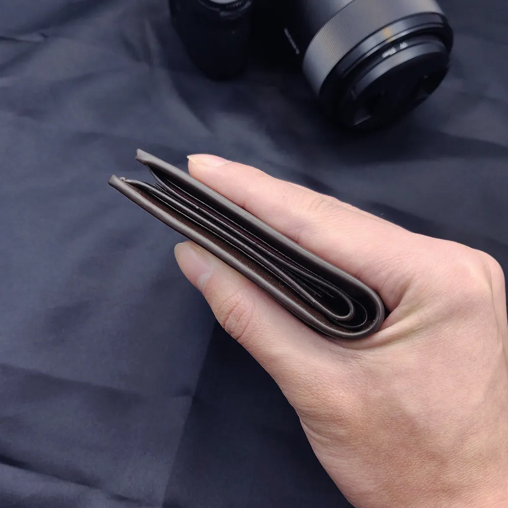 Men's leather wallet with a zipper closure, shown in one of seven available colours.