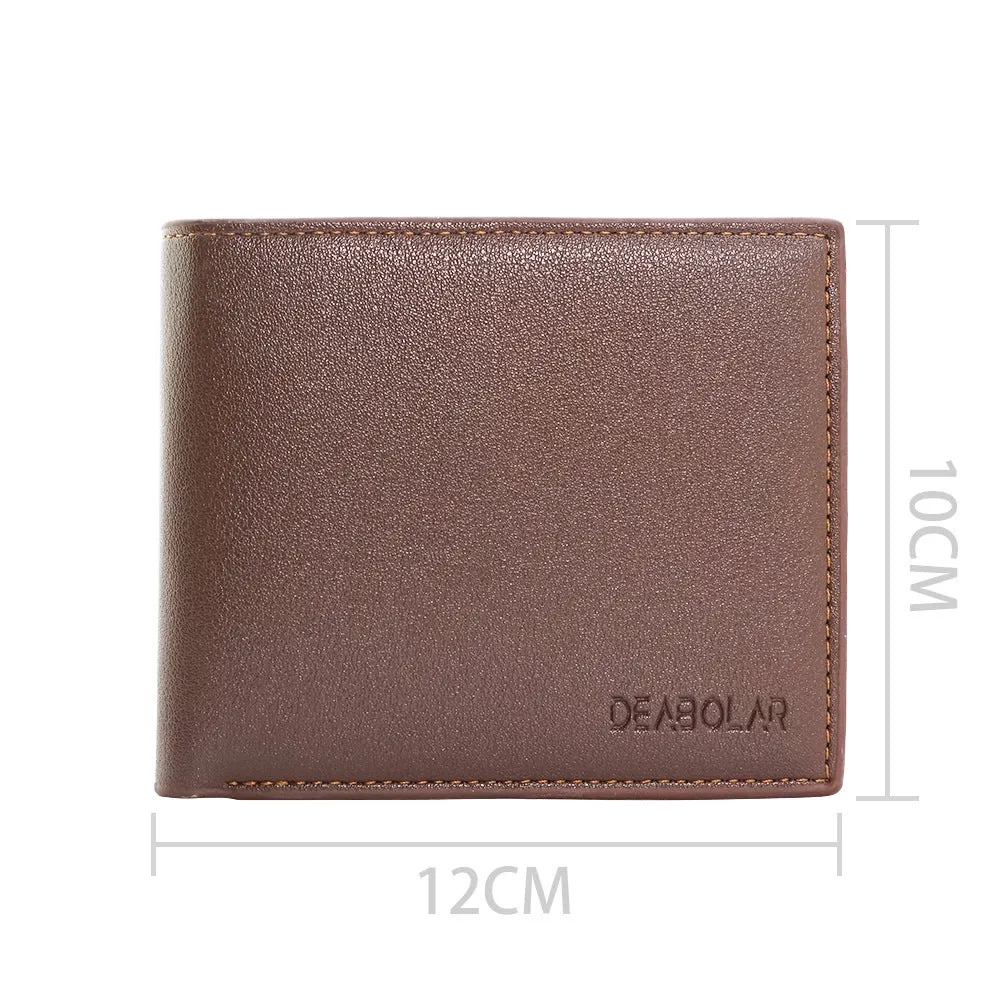 Men's leather wallet with a zipper closure, shown in one of seven available colours.