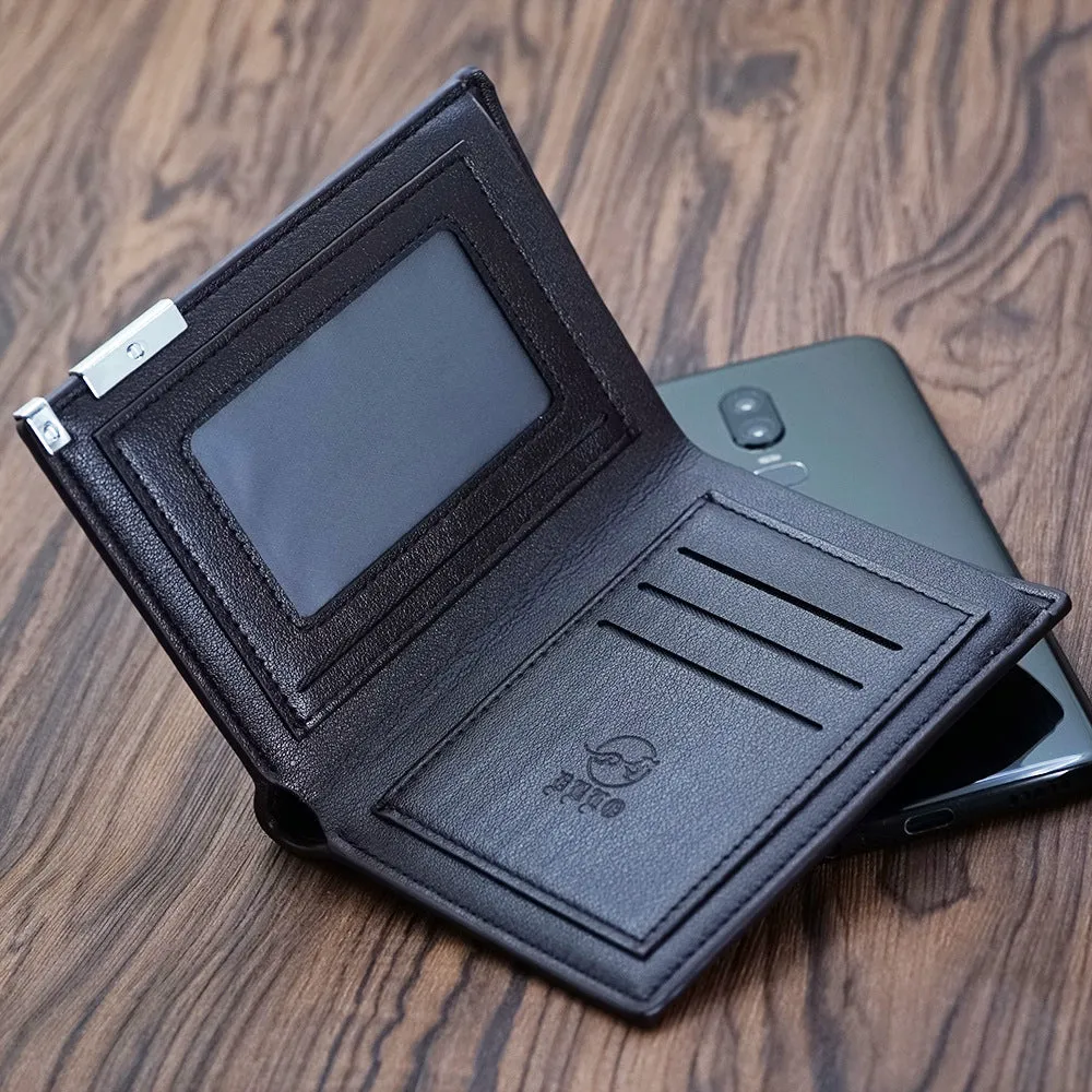 Men's leather wallet with a zipper closure, shown in one of seven available colours.