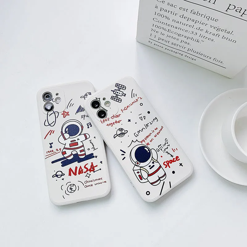 Pink silicone phone case with cute astronaut design for iPhone