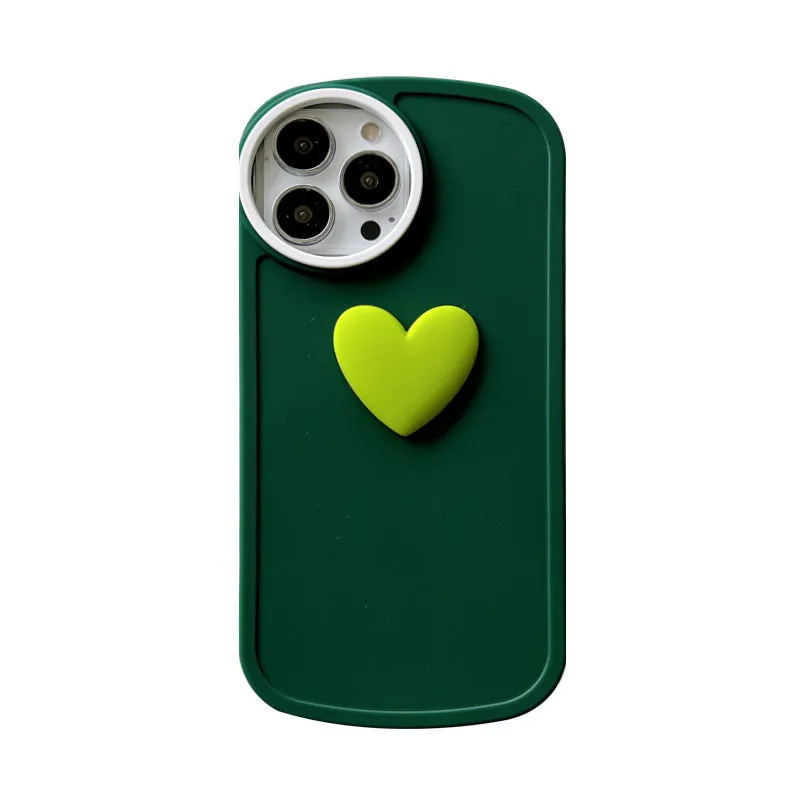 Simple anti-drop TPU phone case with three-dimensional love heart design for iPhone
