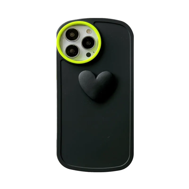 Simple anti-drop TPU phone case with three-dimensional love heart design for iPhone