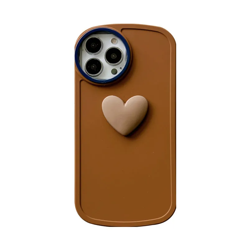 Simple anti-drop TPU phone case with three-dimensional love heart design for iPhone