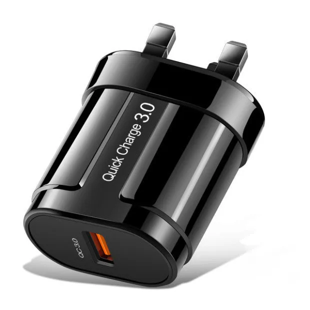 Compact USB mobile phone charger with universal voltage and multiple plug style options