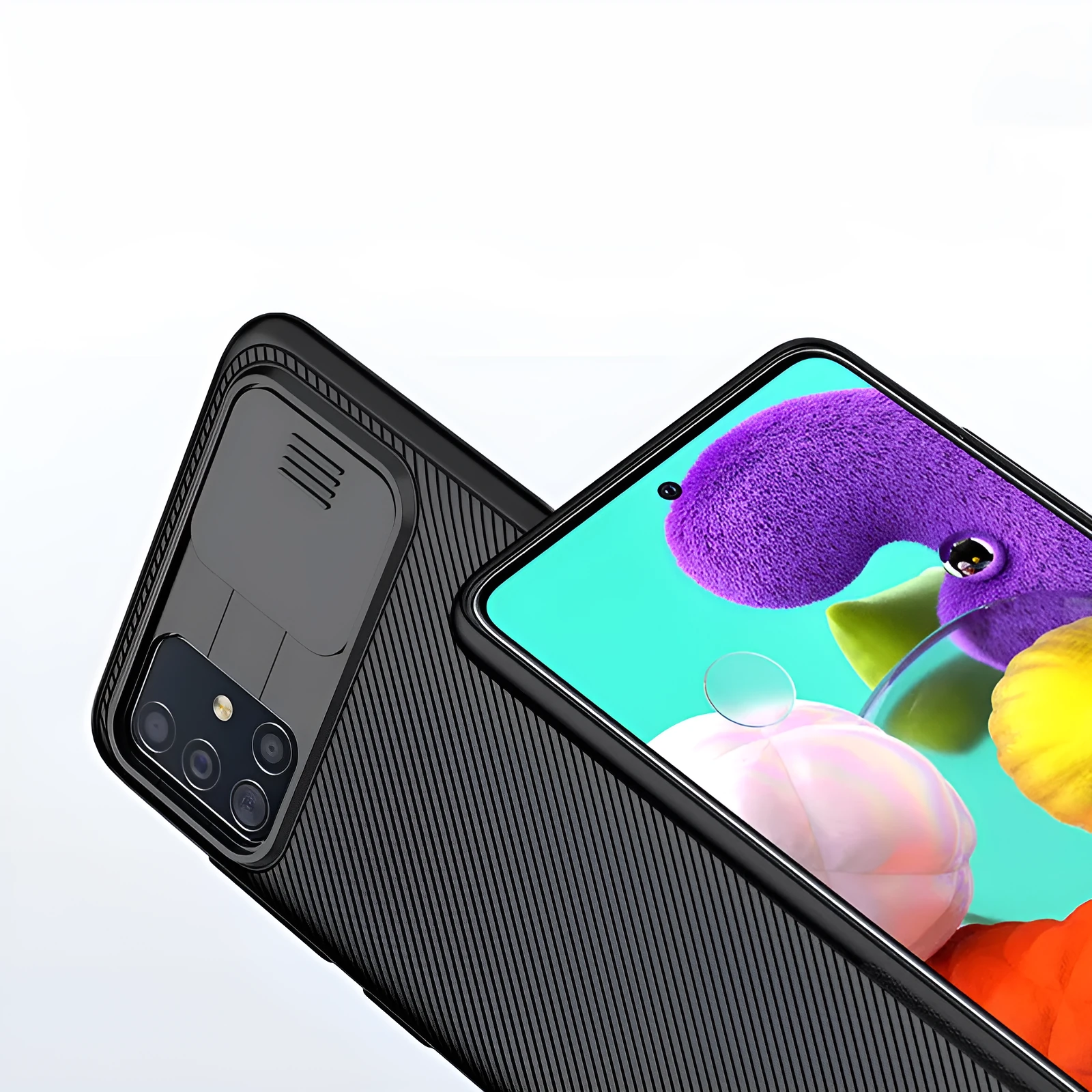 Black PC back cover case for Samsung Galaxy A51, hard shell protective phone case