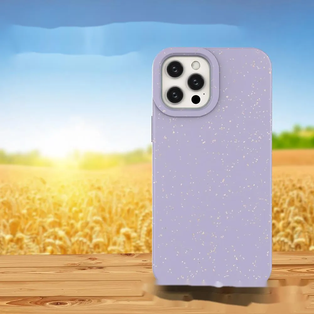 Fully degradable wheat straw PLA phone case for iPhone in black, showing slim back cover design