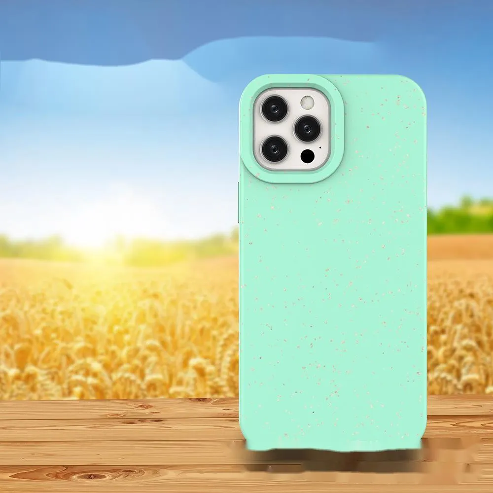 Fully degradable wheat straw PLA phone case for iPhone in black, showing slim back cover design