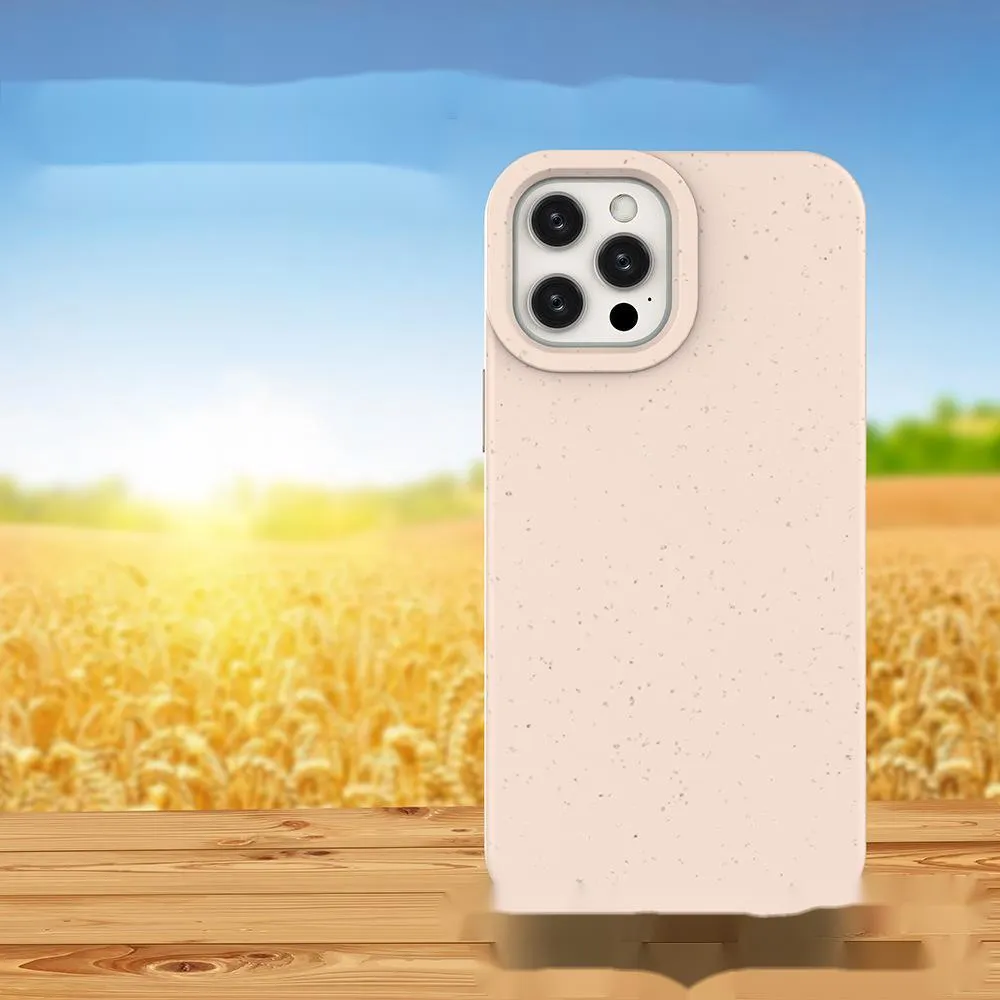 Fully degradable wheat straw PLA phone case for iPhone in black, showing slim back cover design