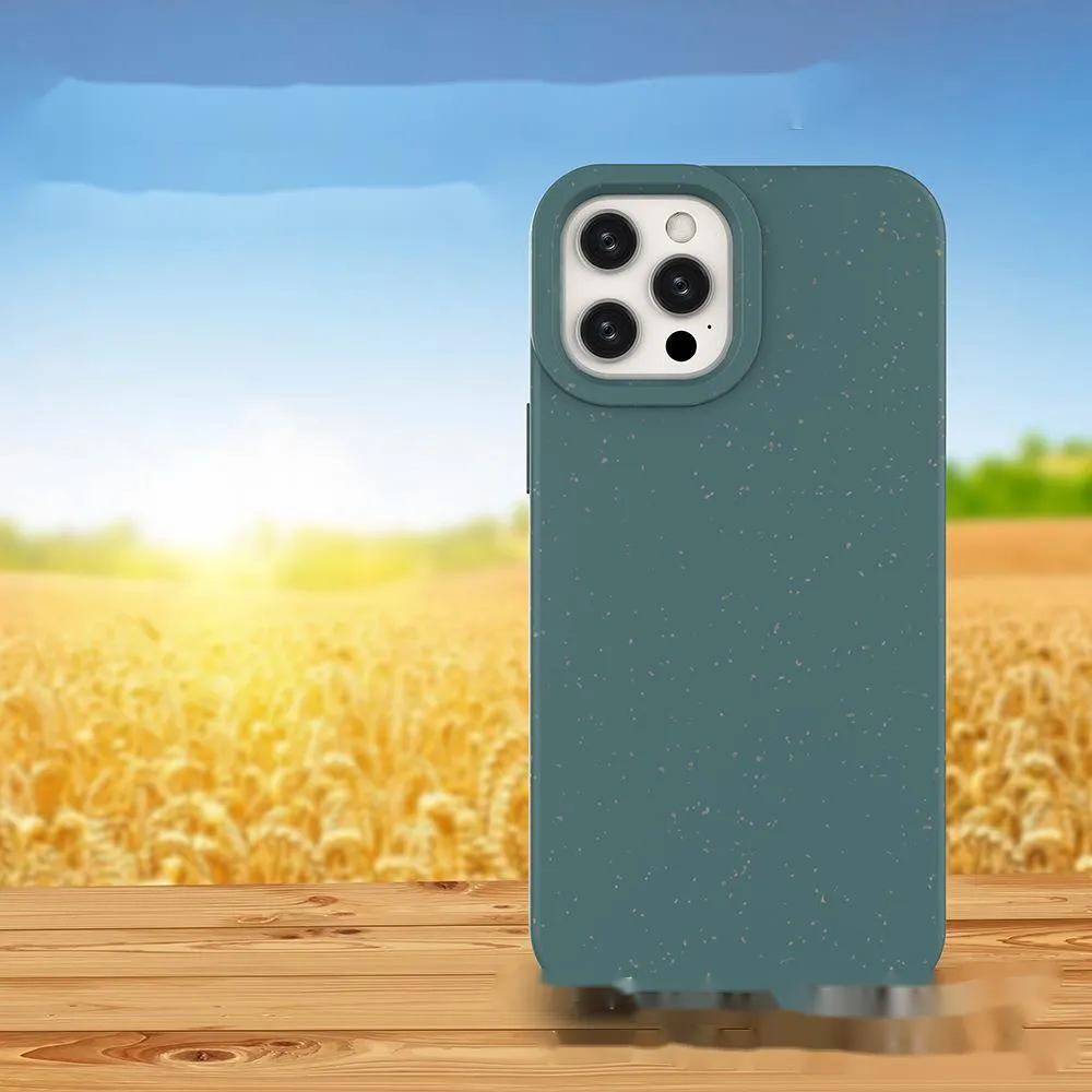 Fully degradable wheat straw PLA phone case for iPhone in black, showing slim back cover design