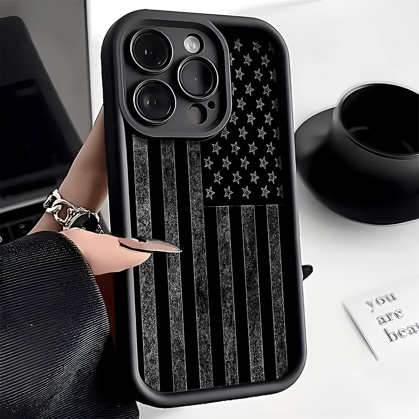 Drop-resistant all-inclusive TPU frosted phone case for iPhone 16 Pro Max in Graphite Black