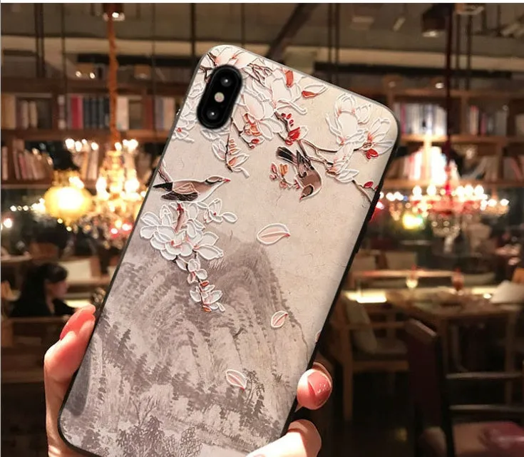 3D embossed TPU phone case Yanxi Raiders sunset magpie design compatible with iPhone 7 Plus