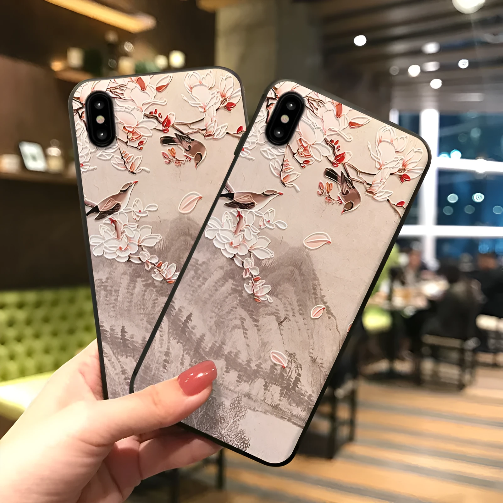 3D embossed TPU phone case Yanxi Raiders sunset magpie design compatible with iPhone 7 Plus