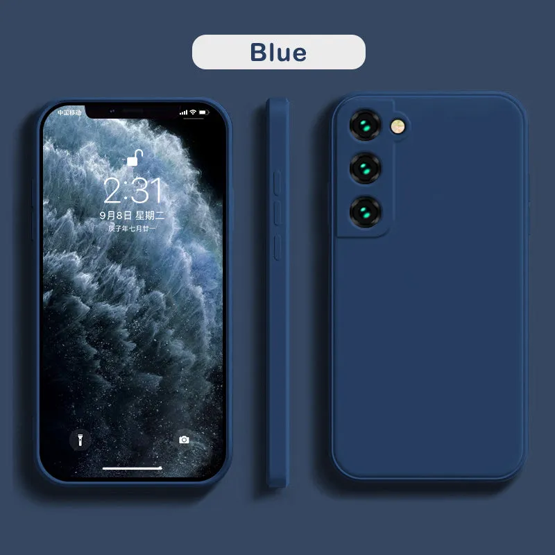 Liquid silicone phone case for Samsung back cover in solid colour with raised camera lip