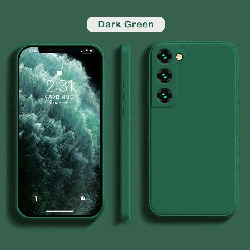 Liquid silicone phone case for Samsung back cover in solid colour with raised camera lip