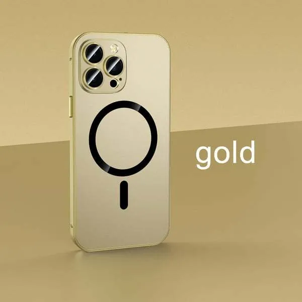 Aluminium alloy frame magnetic phone case for iPhone with PC back panel in multiple colour options