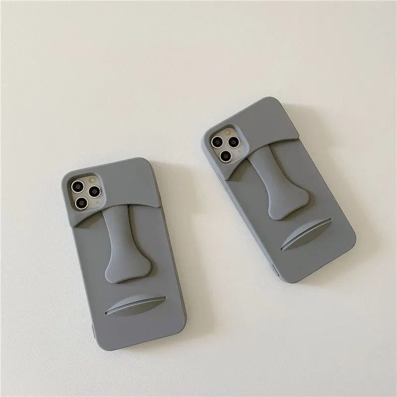 Soft rubber cartoon stone mobile phone case in Grey, compatible with Apple iPhone models, model 3127