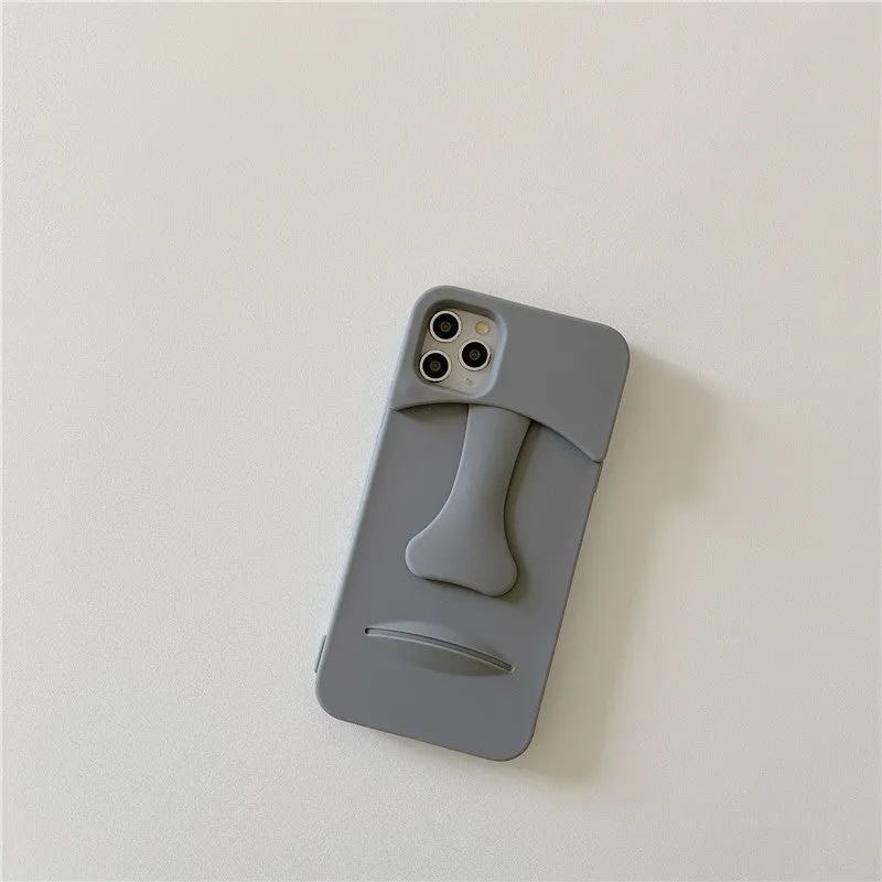 Soft rubber cartoon stone mobile phone case in Grey, compatible with Apple iPhone models, model 3127
