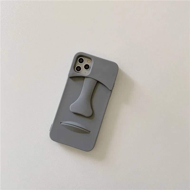 Soft rubber cartoon stone mobile phone case in Grey, compatible with Apple iPhone models, model 3127