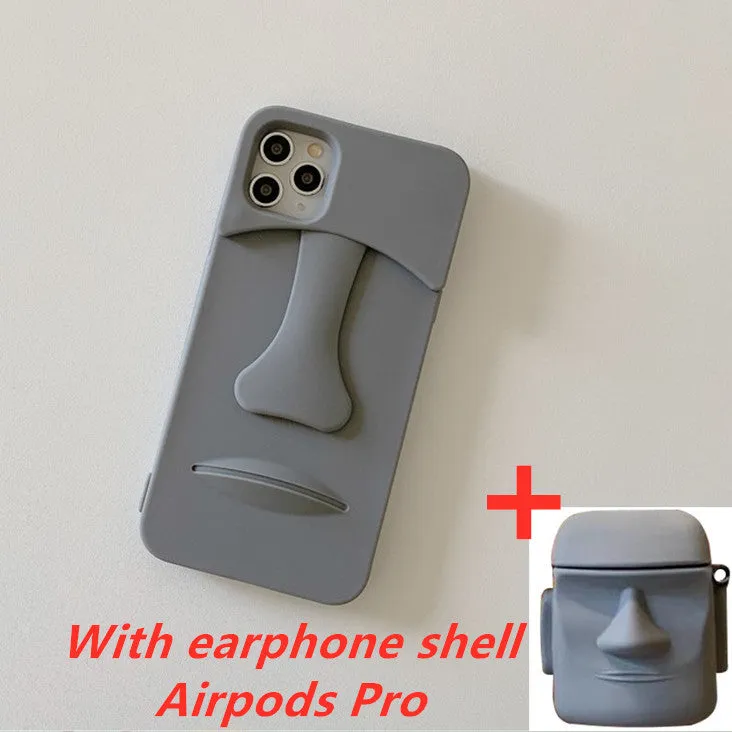 Soft rubber cartoon stone mobile phone case in Grey, compatible with Apple iPhone models, model 3127