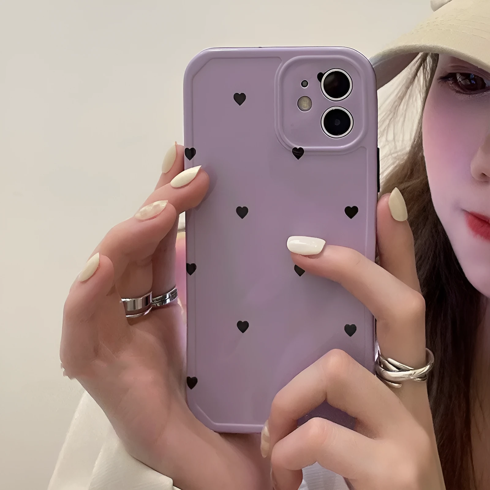 Purple silicone polka dot phone case for iPhone 12 and AirPods Pro