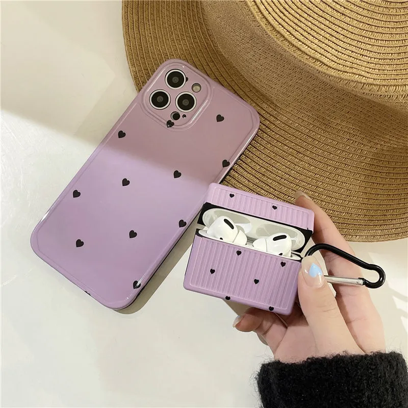 Purple silicone polka dot phone case for iPhone 12 and AirPods Pro