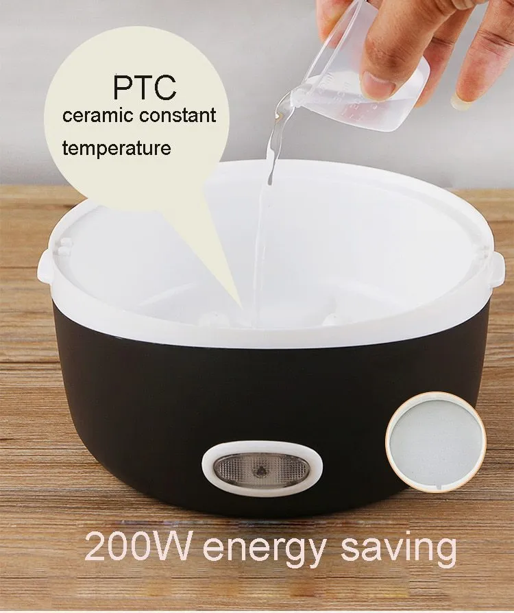USB-powered multi-function lunch box showing 190mm insulated container with heating element