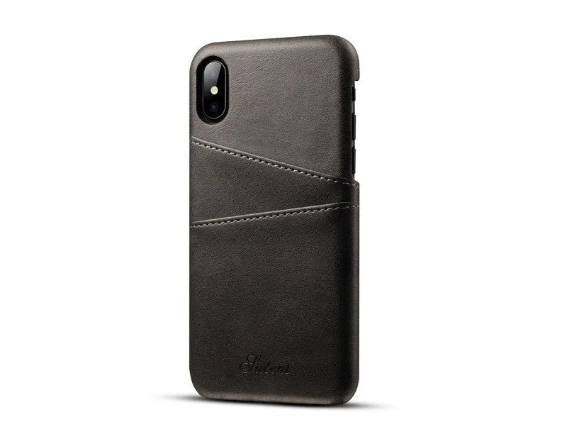 Leather business phone case compatible with Apple iPhone X to 11 series, black colour, back cover style