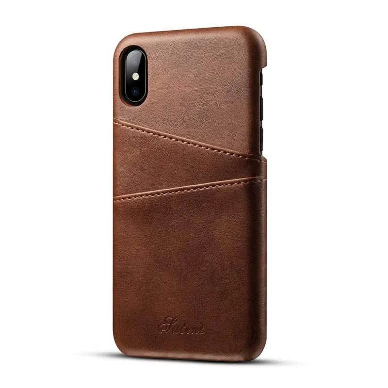 Leather business phone case compatible with Apple iPhone X to 11 series, black colour, back cover style