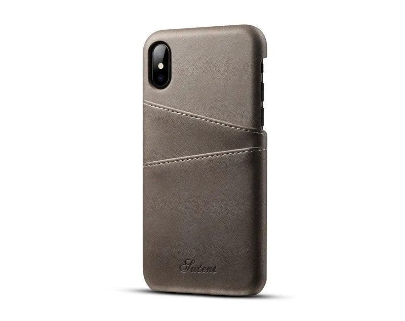 Leather business phone case compatible with Apple iPhone X to 11 series, black colour, back cover style