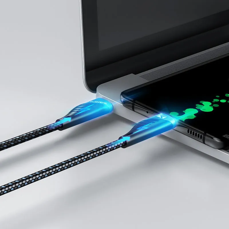 PD100W TYPE-C to TYPE-C fast charging data cable in black and grey, 1 metre length