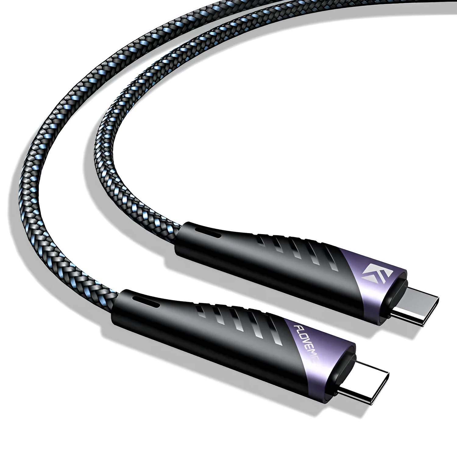 PD100W TYPE-C to TYPE-C fast charging data cable in black and grey, 1 metre length