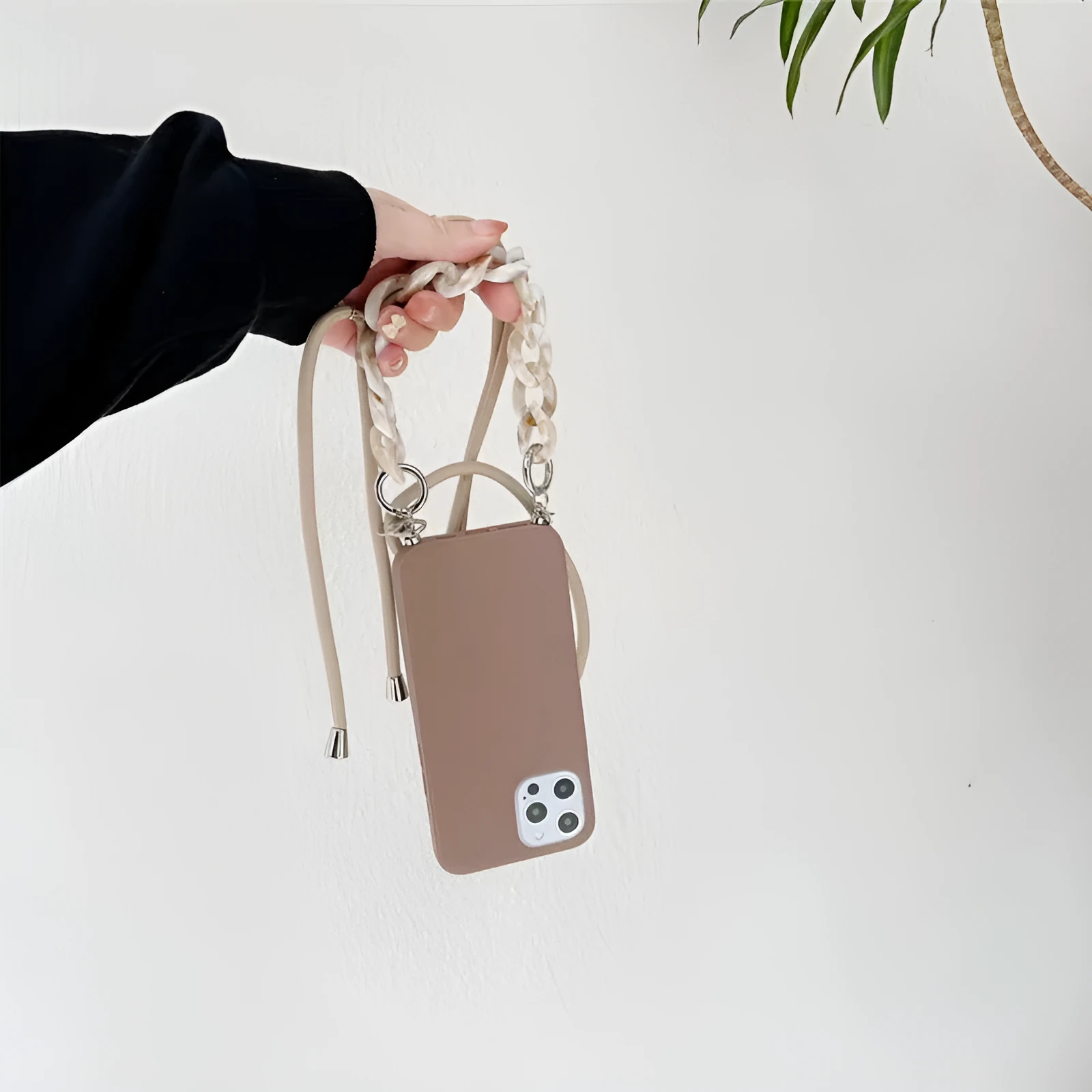 Apple iPhone back cover case with double lanyard, TPU material, solid colour, fits multiple models including 11 and 12 Pro Max