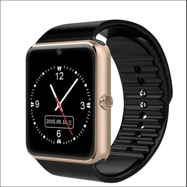 Black smart watch with 1.54-inch touch screen and silicone strap on a wrist.
